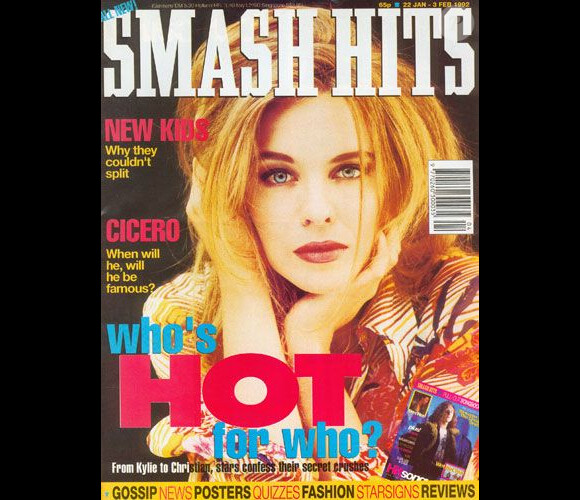 Le phénomène Kylie Minogue s'exporte au delà de son Australie natale. A 24 ans, la voici en couv' du magazine Smash Hits UK de janvier 1992.