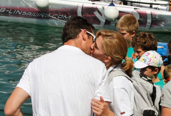 Iñaki Urdangarin et sa femme l'infante Cristina romantiques, le 1er août 2011 à Majorque lors de la Copa del Rey.