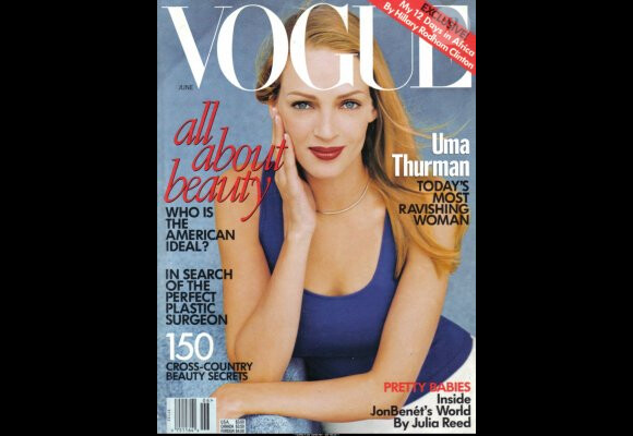 La couverture du Vogue de juin 1997 est réalisé par la naturellement belle Uma Thurman.