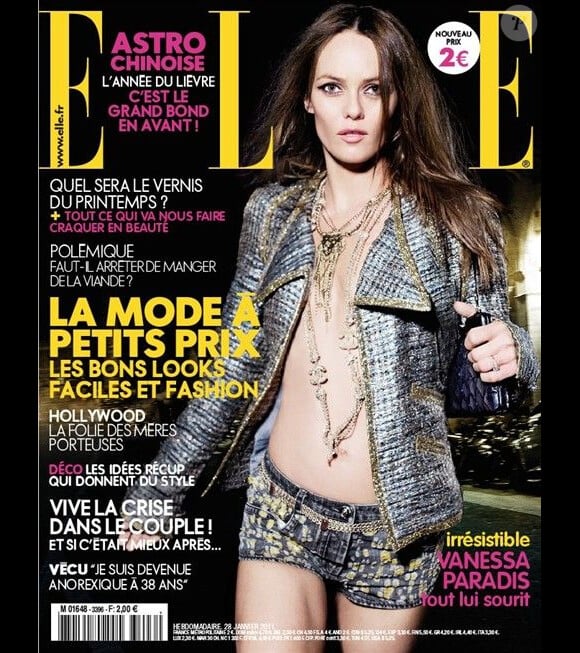 Vanessa Paradis, en couverture du numéro de janvier 2011 du magazine Elle.