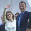 Letizia et Felipe d'Espagne lors de la veillée du pape Benoît XVI à Madrid pour les Journées Mondiales de la Jeunesse le 20 août 2011