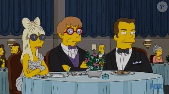 Lady Gaga auprès d'Elton John dans Les Simpson