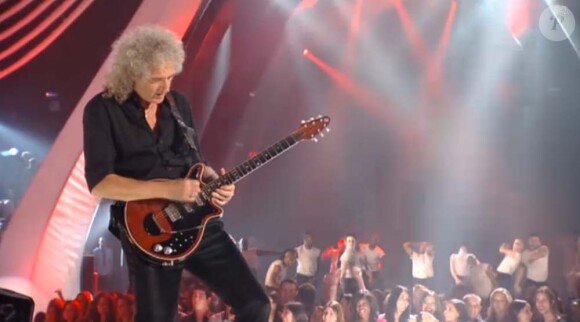 Brian May, guitariste de Queen, aux côtés de Lady Gaga/Jo Calderone lors des MTV Video Music Awards, à Los Angeles, le 28 août 2011.