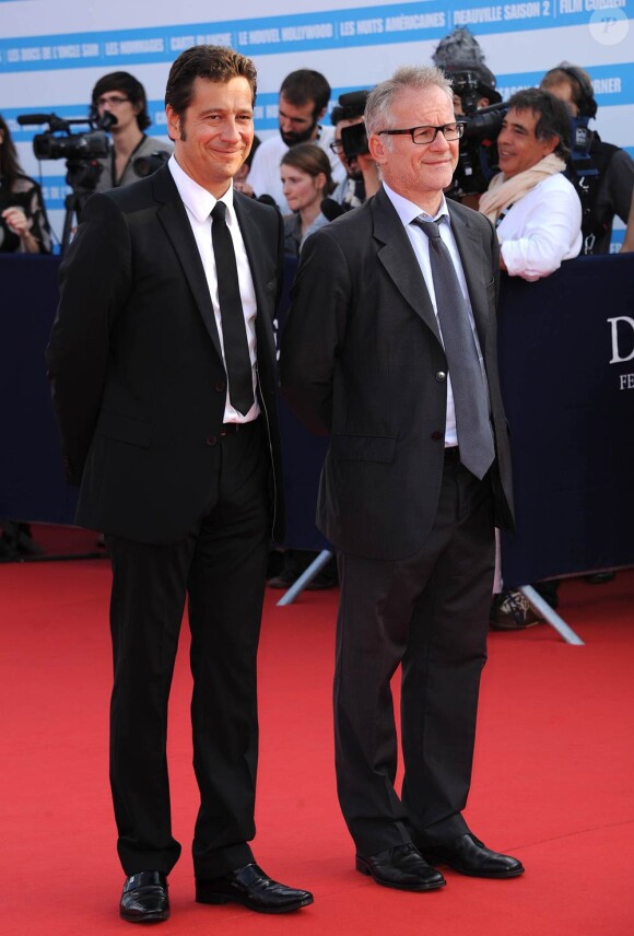 Laurent Gerra et Thierry Frémaux à la cérémonie d'ouverture du Festival du cinéma américain de Deauville. 2 septembre 2011