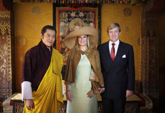 Le roi Jigme Khesar du Bhoutan lors de la visite officielle du prince Willem-Alexander et de la princesse Maxima des Pays-Bas en octobre 2007.