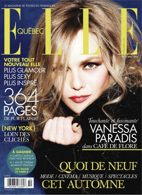 Vanessa Paradis en couverture du magazine Elle (Québec) - octobre 2011