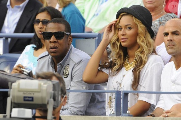 Jay-Z et Beyoncé à la finale de l'US Open (Nadal contre Djokovic) à New York le 12 septembre 2011