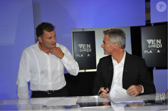 Cyril Viguier et Pierre Sled lors de l'émission Vendredi sur un plateau présentée par Cyril Viguier, et consacrée à Laurent Gerra. Émission diffusée vendredi 16 septembre à 23h sur France 3