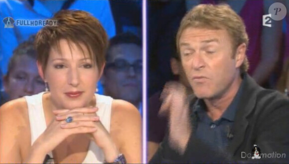 Natacha Polony et Christophe Hondelatte sur le plateau d'On n'est pas couché, samedi 24 septembre 2011 sur France 2.