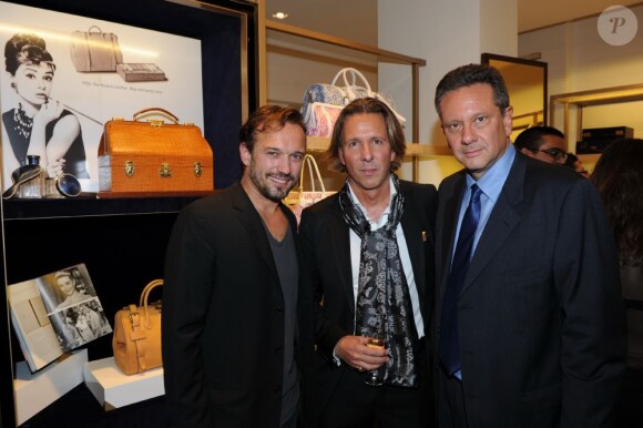 Vincent Perez, Alain Crevet et Sean Hepburn lors de la soirée chez S.T. Dupont le 29 septembre 2011