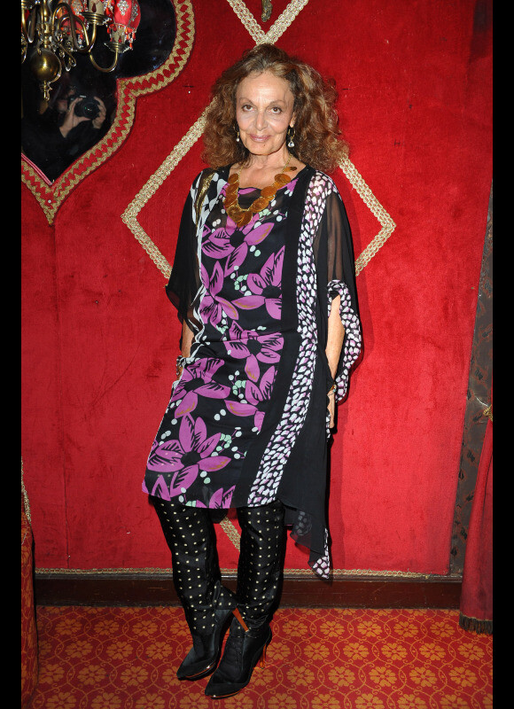 Diane von Furstenberg lors de la soirée Irreverent organisée par Carine Roitfeld chez Raspoutine le 4 octobre 2011 à Paris.