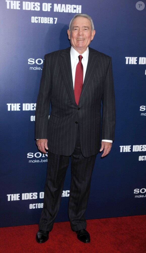 L'avant-première des Marches du Pouvoir de George Clooney, à New-York, le 5 octobre. Le présentateur vedette Dan Rather est venu pour la projection d'un film sur la politique et les médias.