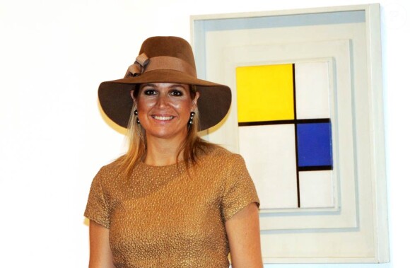 Maxima des Pays-Bas à Rome pour l'inauguration de l'exposition Mondrian, L'Armonia Perfetta, le 6 octobre 2011.