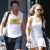Ali Larter sort d'un cours de tennis avec son mari Hayes MacArthur. Los Angeles le 6 octobre 2011