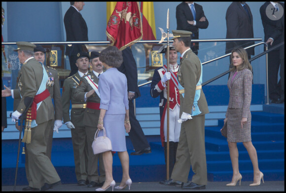 Toute la famille royale espagnole réunie pour la fête nationale espagnole, le 12 octobre 2011, à Madrid.