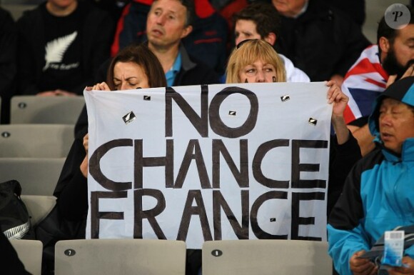 Les All Blacks ont pu compter sur le soutien de leurs supporters lors de la finale de la Coupe du monde de rugby remportée 8-7 le 23 octobre 2011 à Auckland face aux Français