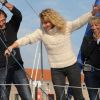 Alexandra Lamy, marraine de charme pour le monocoque Mirabaud a baptisé le bateau au champagne au port du Havre le 29 octobre 2011