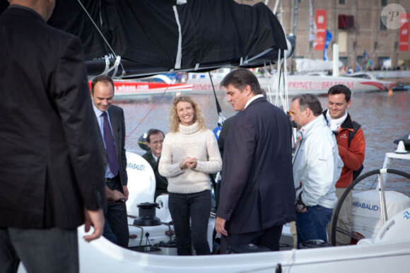Alexandra Lamy et David Douillet sont venus encourager les skippers de la Transat Jacques Vabre le 29 octobre 2011 au Port du Havre