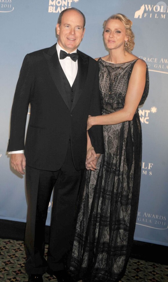 Le prince Albert et la princesse Charlene à New York le 1er novembre 2011 pour le gala des Princess Grace Awards chez Cipriani.
