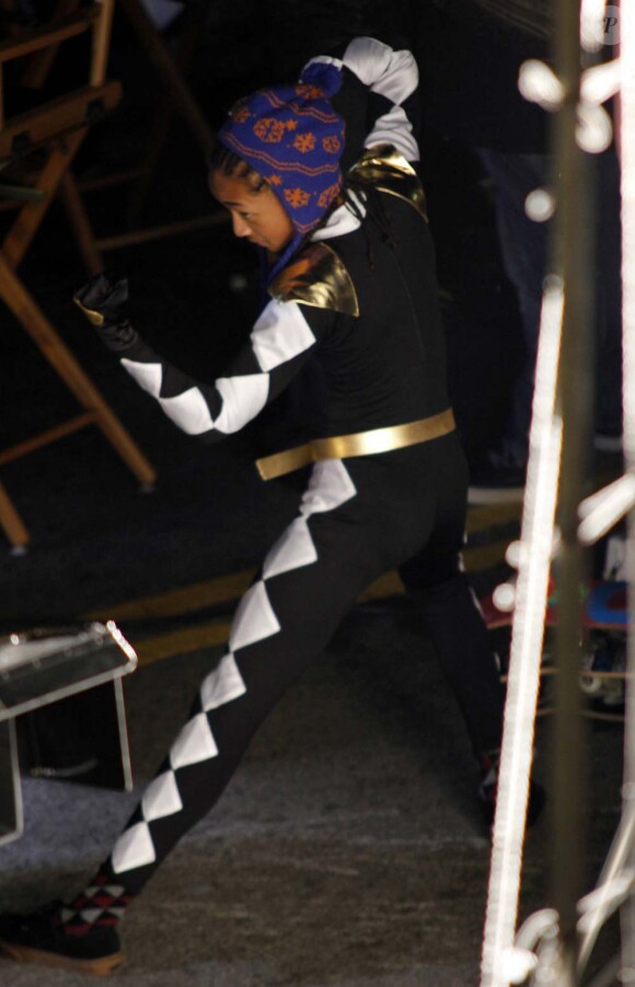 Jaden Smith sur le tournage du clip Fireball, à Los Angeles, le 6 novembre 2011.