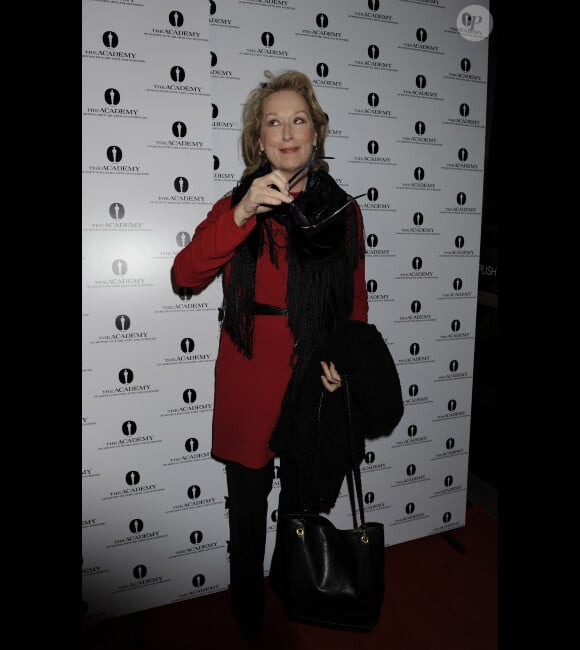 Meryl Streep pour l'hommage rendu par l'Académie des Oscars à Londres le 13 novembre 2011.