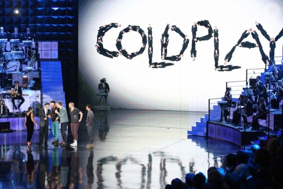 Coldplay sur le plateau de l'émission Il più grande spettacolo dopo il weekend, à Rome, le 21 novembre 2011.