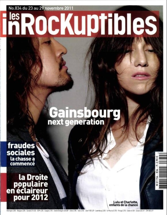 Charlotte Gainsbourg et Lulu Gainsbourg en couverture des Inrockuptibles pour une interview croisée, en kiosques le 23 novembre 2011.