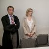 Nadja Auermann le 19 mai 2011 au tribunal de Berlin en compagnie de son ex-mari Wolfram Grandezka pour une fraude fiscale 