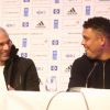 Zinedine Zidane et Ronaldo étaient en conférence de presse avec Didier Drogba pour présenter le 9e Match contre la Pauvreté, le 13 décembre 2011 à Hambourg.