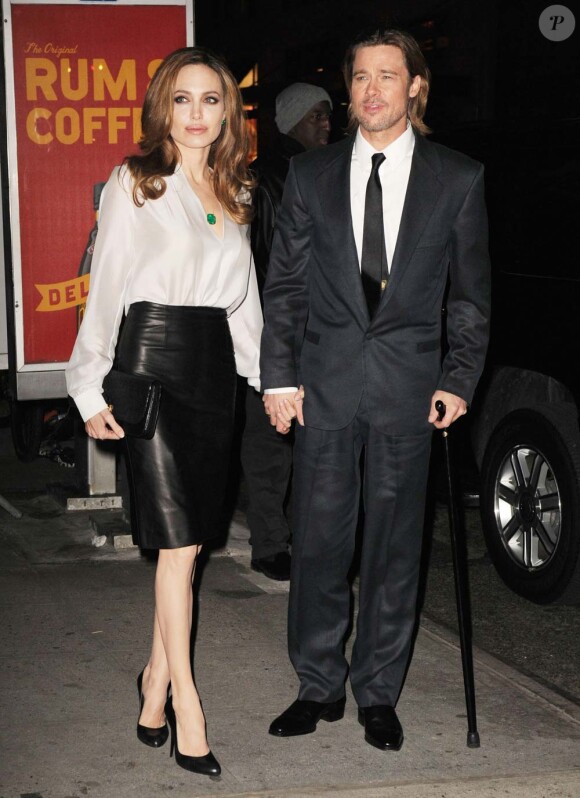Brad Pitt et Angelina Jolie au New York Film Critics Circle Awards, le 9 janvier 2012.