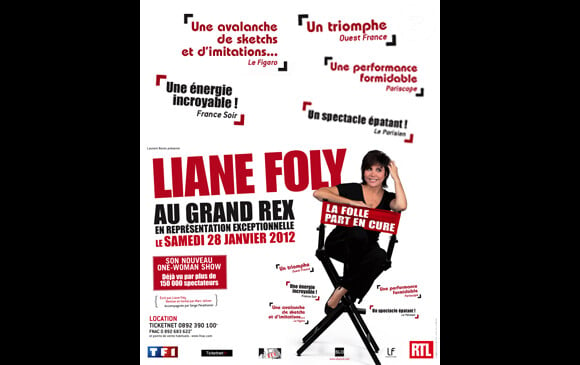 Laine Foly présente son spectacle La Folle part en cure dans toute la France et le 28 janvier 2012 au Grand Rex de Paris. 