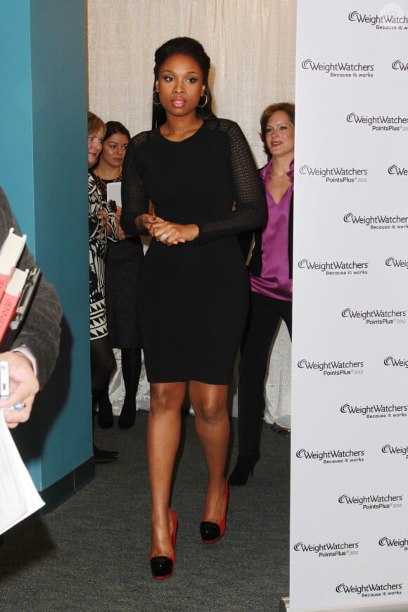 Jennifer Hudson dans les bureaux de Weight Watchers à New York, le 11 janvier 2012.