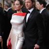 Angelina Jolie et Brad Pitt lors des Golden Globes le 15 janvier 2012