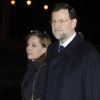 Le Premier ministre Mariano Rajoy et sa femme le 23 janvier 2012 à la cathédrale Santa Maria de la Almudena de Madrid, lors de la messe à la mémoire de Manuel Fraga Iribarne,  décédé le 15 janvier.