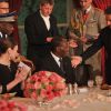Carla Bruni-Sarkozy et Nicolas Sarkozy reçoivent le  président ivoirien Alassane Ouattara et  son épouse Dominique Ouattara, le 26 janvier 2012, à l'occasion d'un  dîner d'Etat