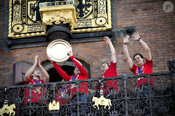 Les handballeurs danois ont été fêtés le 30 janvier 2012 à Copenhague, à leur retour de Belgrade, où ils ont décroché le 29 janvier le titre européen.