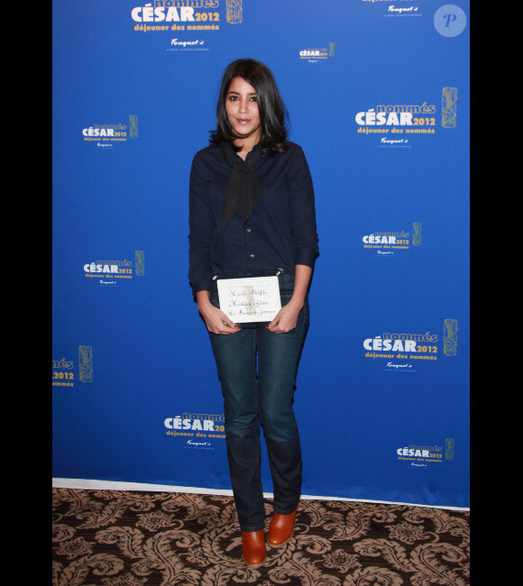 Leïla Bekhti, nommée comme meilleure actrice pour La Source des femmes, lors du déjeuner des nommés aux César au Fouquet's à Paris le 4 février 2012