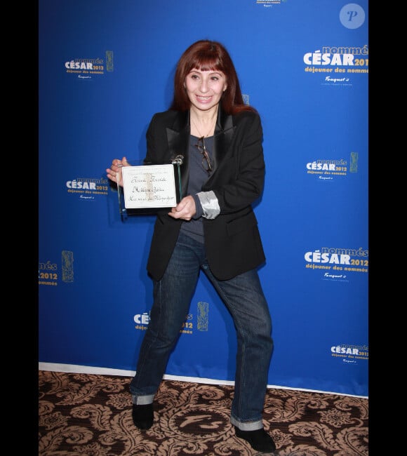Ariane Ascaride, nommée comme meilleure actrice (Les Neiges du Kilimandjaro) lors du déjeuner des nommés aux César au Fouquet's à Paris le 4 février 2012