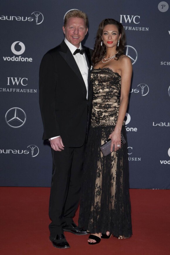 Boris Becker et sa femme Lilly Kerssenberg, sublime comme toujours, lors des Laureus World Sports Awards 2012.
La cérémonie des Laureus World Sports Awards 2012, qui s'est déroulée le 6 février à Londres avec Clive Owen en maître de cérémonie, a notamment consacré Novak Djokovic Sportif de l'année, devant un parterre de légendes et de couples stars du sport.