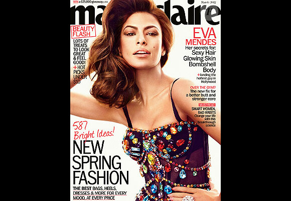 Eva Mendes en couverture du Marie Claire américain, mars 2012.
