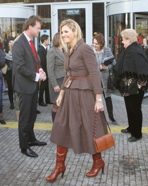 La princesse Maxima à Utrecht le 10 février 2012 pour un séminaire pédagogique sur l'argent.