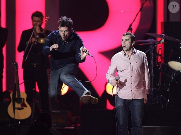 Blur sur la scène des Brit Awards, à Londres, le 21 février 2012.