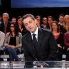 Nicolas Sarkozy juste avant la prise d'antenne de l'émission de France 2 Des paroles et des actes, le 6 mars 2012.