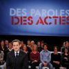 Nicolas Sarkozy juste avant la prise d'antenne de l'émission de France 2 Des paroles et des actes, le 6 mars 2012.