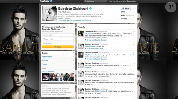 Capture d'écran de la page Twitter de Baptiste Giabiconi