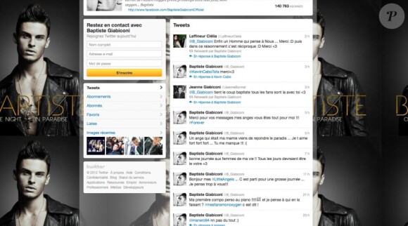 Capture d'écran de la page Twitter de Baptiste Giabiconi