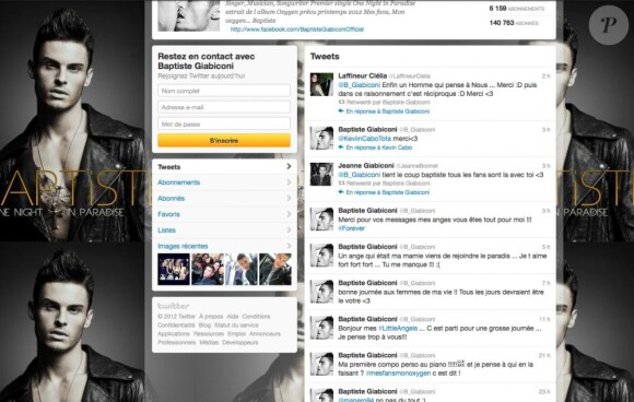 Capture d'écran de la page Twitter de Baptiste Giabiconi