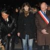 Kenzo Takada, Jane Birkin, Christophe Girard, son Excellence l'ambassadeur Ichiro Komatsu et sa femme rendent hommage aux disparus du tsunami. Paris, le 11 mars 2012.