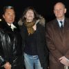 Kenzo Takada, Jane Birkin et Christophe Girard lors de la cérémonie de recueillement pour le premier anniversaire du tsunami japonais. Paris, le 11 mars 2012.