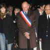 Kenzo Takada, Jane Birkin, Christophe Girard, Son Excellence l'ambassadeur Ichiro Komatsu et sa femme rendent hommage aux disparus du tsunami japonais. Paris, le 11 mars 2012.